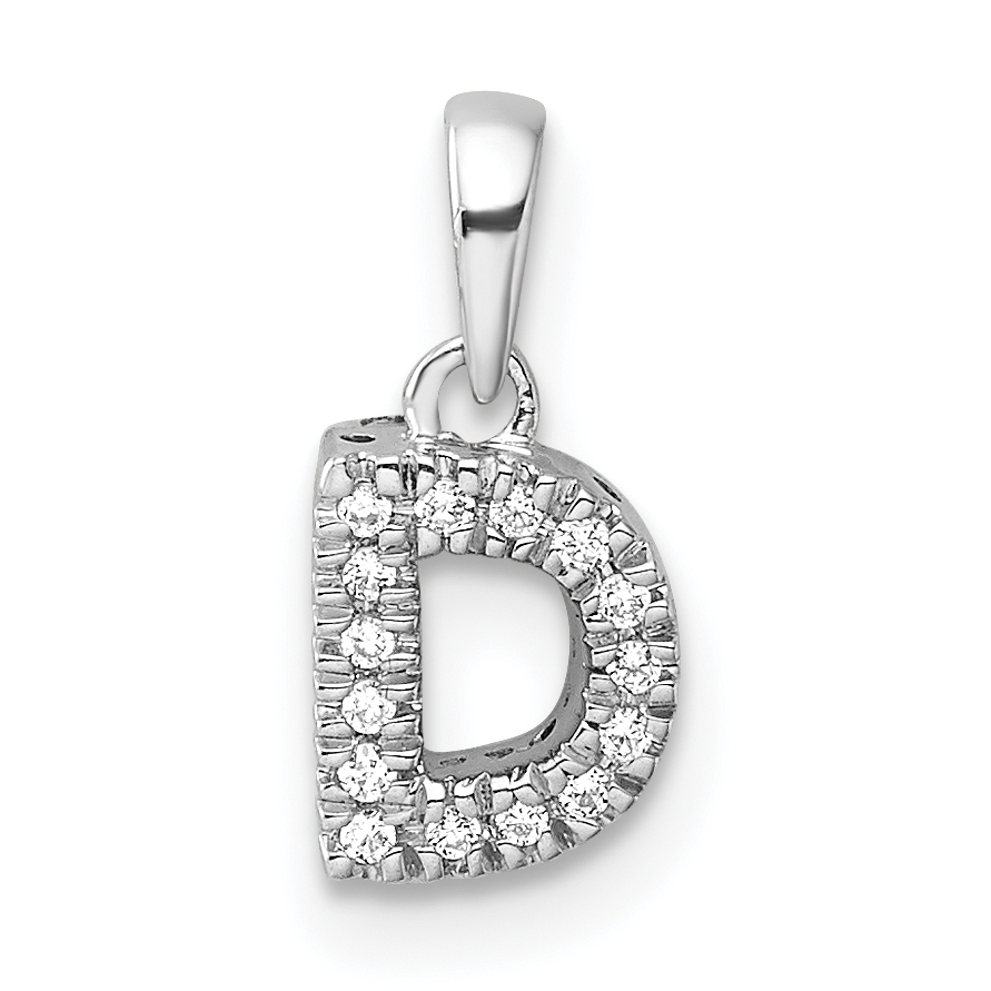 14K  White Gold Diamond Letter D Initial with Bail Pendant (PM9797D-006-WA)