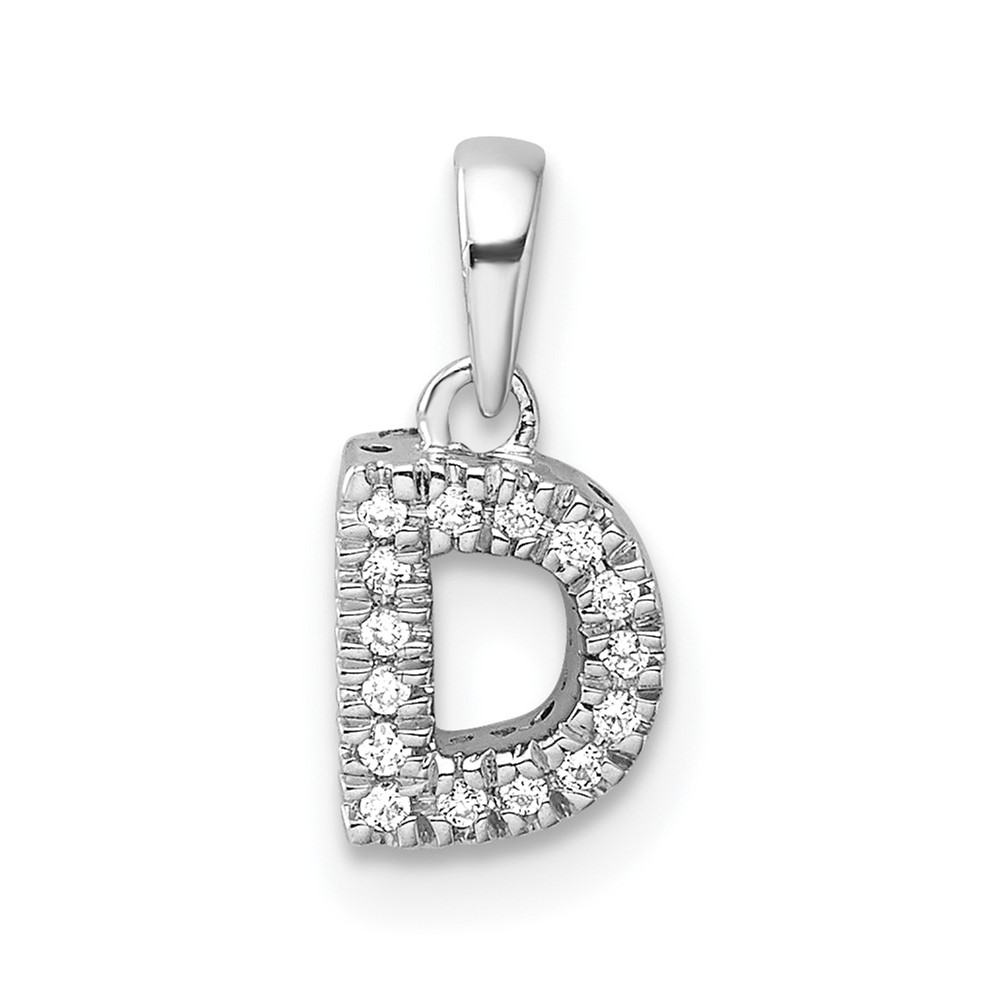 14K  White Gold Diamond Letter D Initial with Bail Pendant (PM9797D-006-WA)