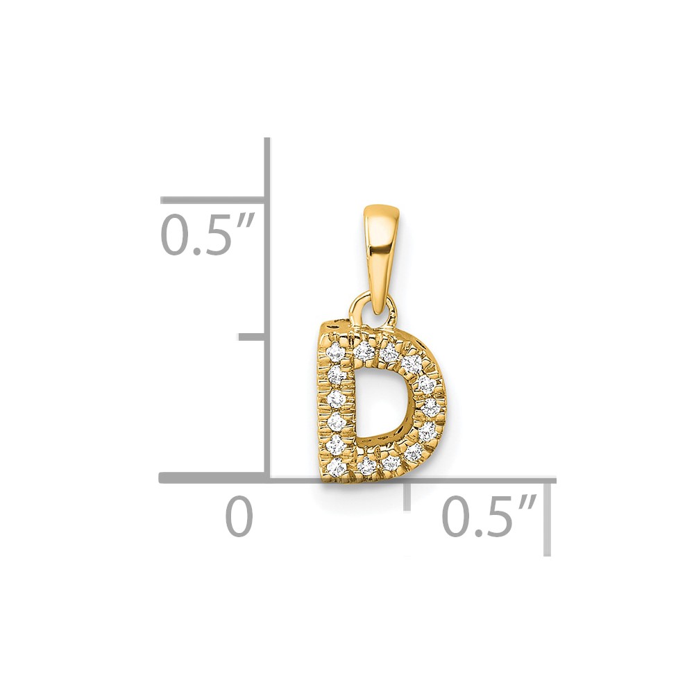14K  Diamond Letter D Initial with Bail Pendant (PM9797D-006-YA)