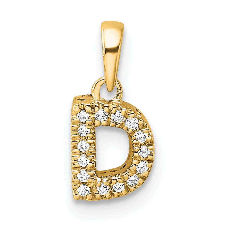 14K  Diamond Letter D Initial with Bail Pendant (PM9797D-006-YA)