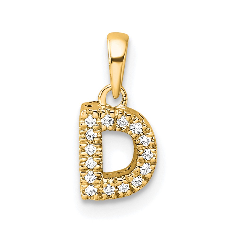 14K  Diamond Letter D Initial with Bail Pendant (PM9797D-006-YA)