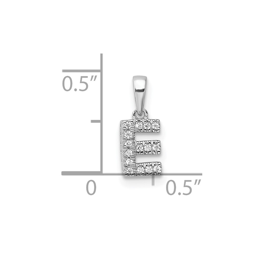14K  White Gold Diamond Letter E Initial with Bail Pendant (PM9797E-006-WA)