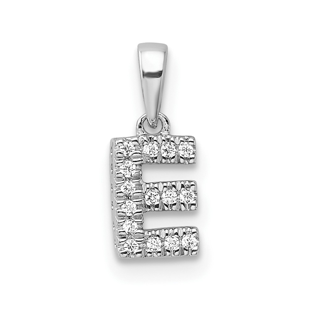 14K  White Gold Diamond Letter E Initial with Bail Pendant (PM9797E-006-WA)