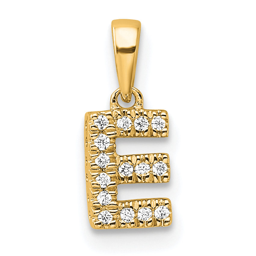 14K  Diamond Letter E Initial with Bail Pendant (PM9797E-006-YA)