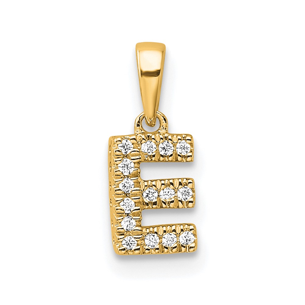 14K  Diamond Letter E Initial with Bail Pendant (PM9797E-006-YA)