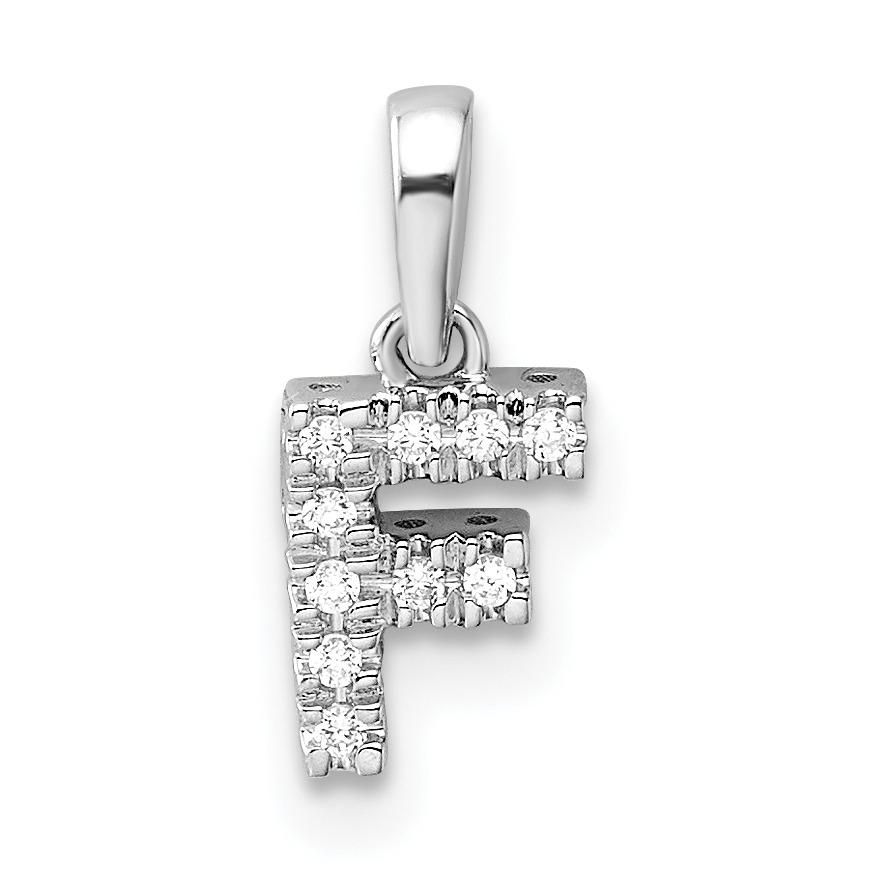 14K  White Gold Diamond Letter F Initial with Bail Pendant (PM9797F-005-WA)