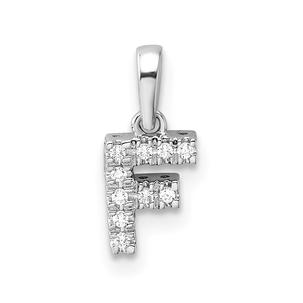14K  White Gold Diamond Letter F Initial with Bail Pendant (PM9797F-005-WA)
