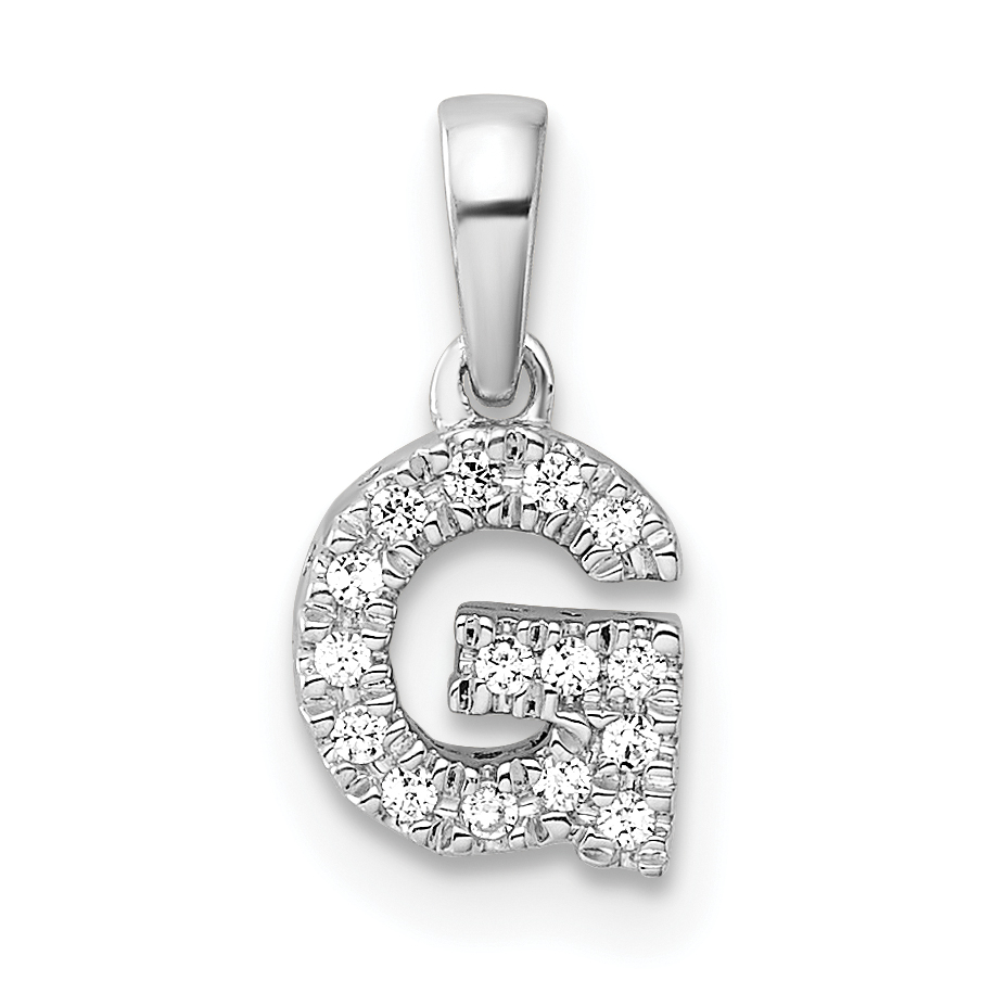 14K  White Gold Diamond Letter G Initial with Bail Pendant (PM9797G-008-WA)