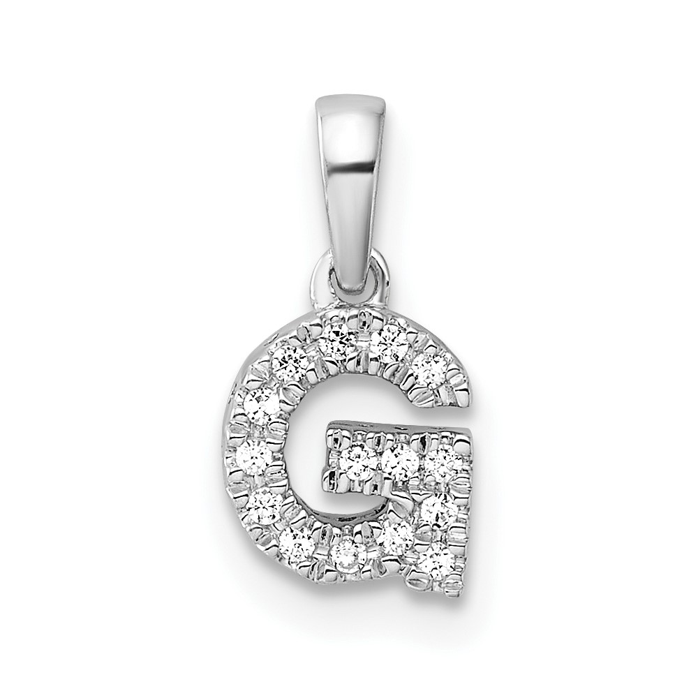 14K  White Gold Diamond Letter G Initial with Bail Pendant (PM9797G-008-WA)