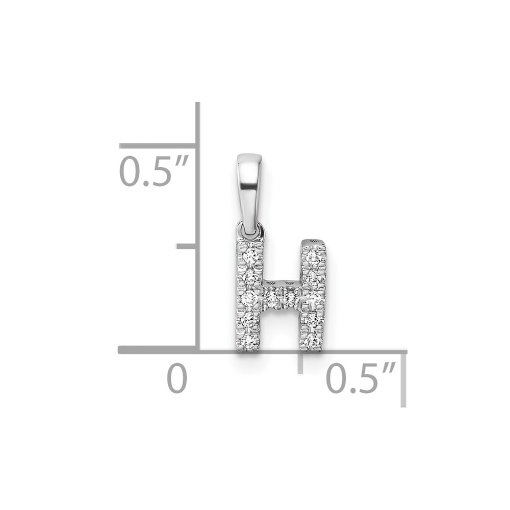 14K  White Gold Diamond Letter H Initial with Bail Pendant (PM9797H-006-WA)