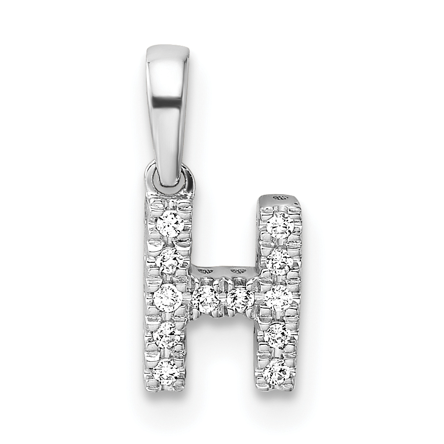 14K  White Gold Diamond Letter H Initial with Bail Pendant (PM9797H-006-WA)