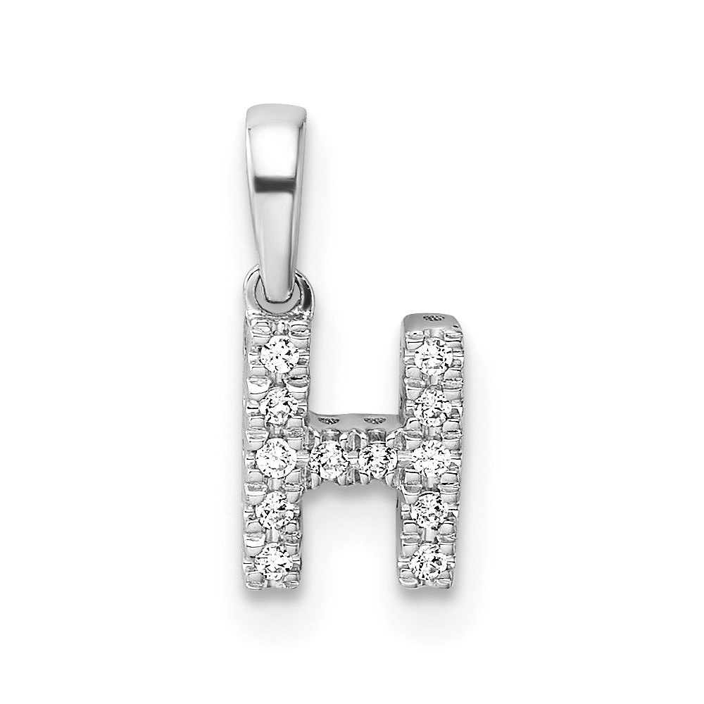 14K  White Gold Diamond Letter H Initial with Bail Pendant (PM9797H-006-WA)