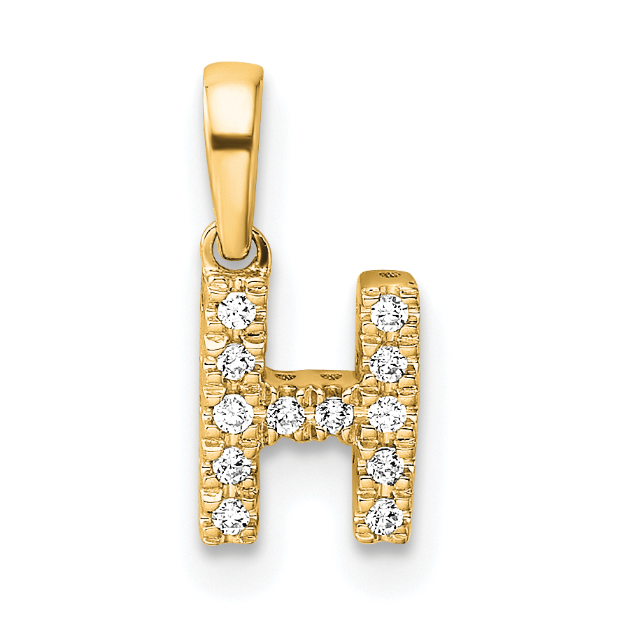 14K  Diamond Letter H Initial with Bail Pendant (PM9797H-006-YA)