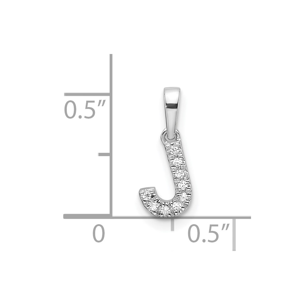 14K  White Gold Diamond Letter J Initial with Bail Pendant (PM9797J-004-WA)