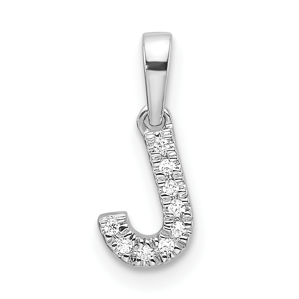 14K  White Gold Diamond Letter J Initial with Bail Pendant (PM9797J-004-WA)