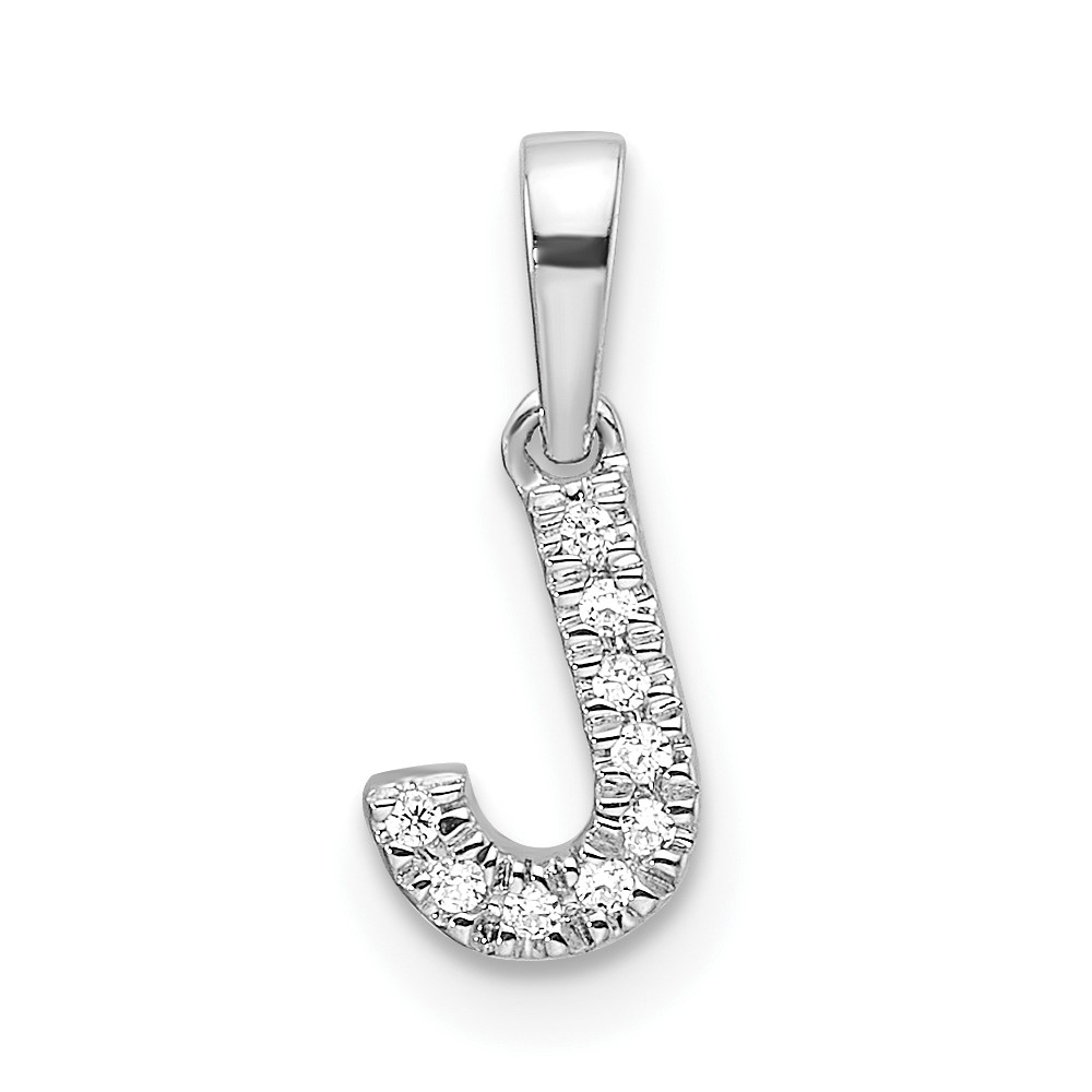 14K  White Gold Diamond Letter J Initial with Bail Pendant (PM9797J-004-WA)