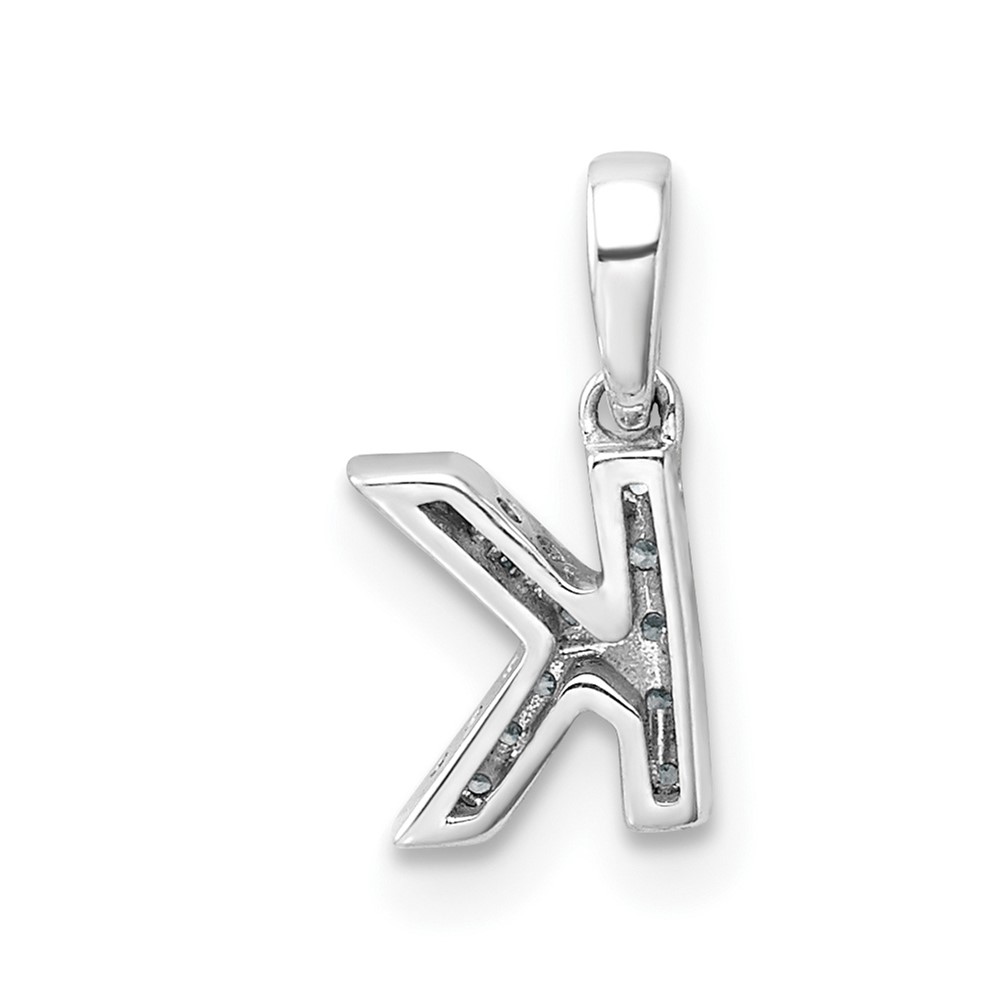 14K  White Gold Diamond Letter K  Initial with Bail Pendant (PM9797K-005-WA)