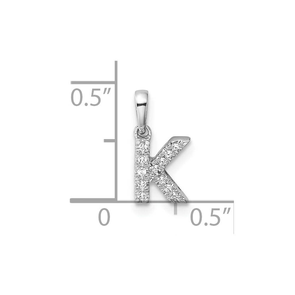 14K  White Gold Diamond Letter K  Initial with Bail Pendant (PM9797K-005-WA)