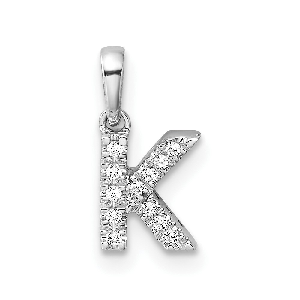 14K  White Gold Diamond Letter K  Initial with Bail Pendant (PM9797K-005-WA)