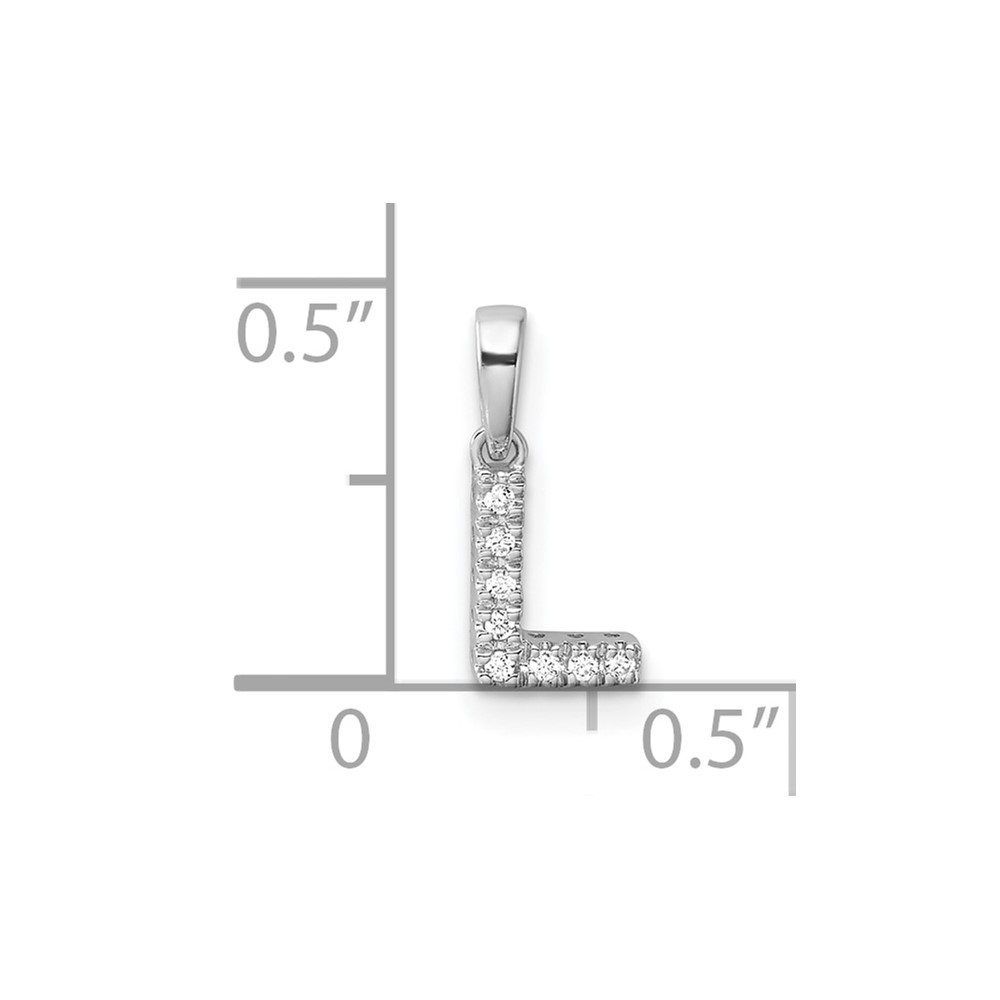 14K  White Gold Diamond Letter L Initial with Bail Pendant (PM9797L-004-WA)