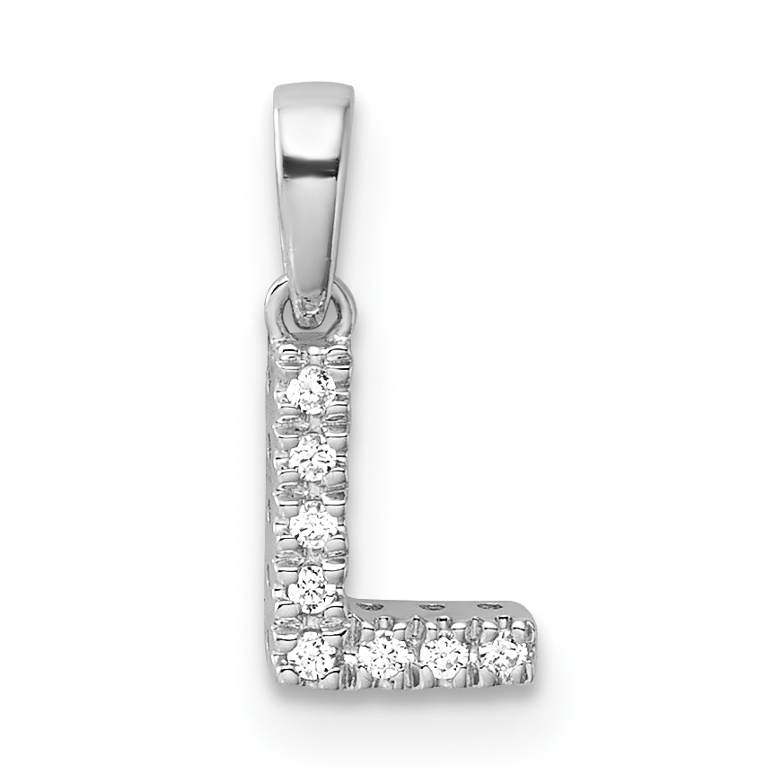 14K  White Gold Diamond Letter L Initial with Bail Pendant (PM9797L-004-WA)