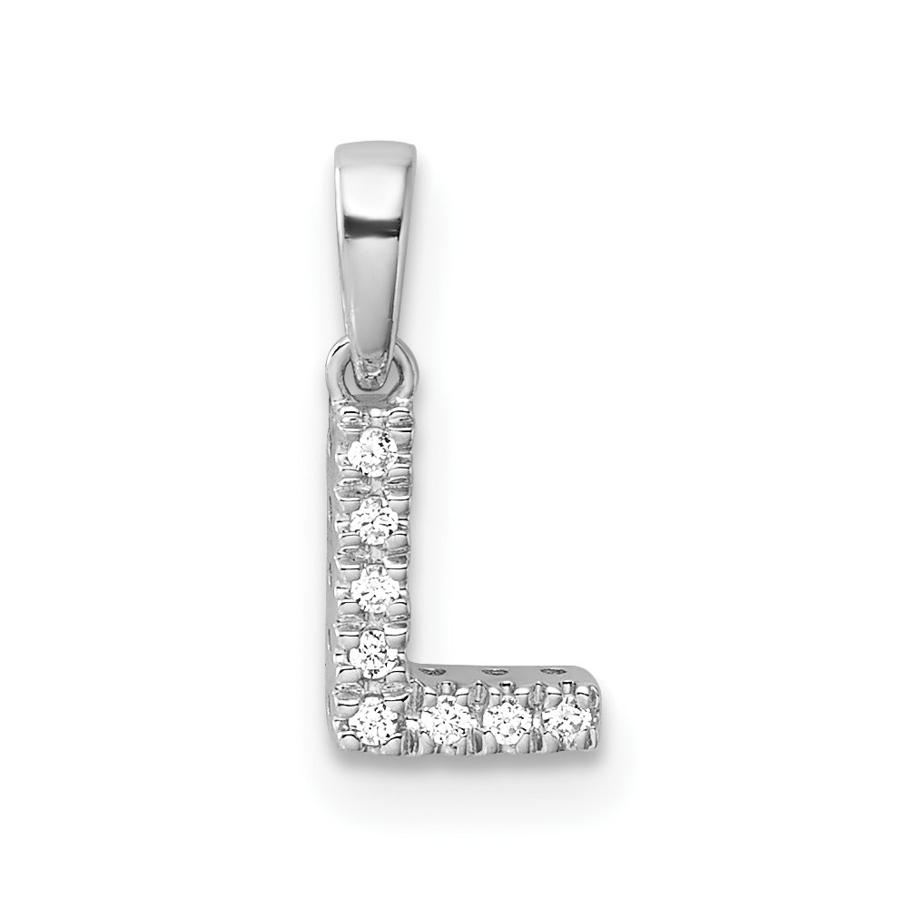 14K  White Gold Diamond Letter L Initial with Bail Pendant (PM9797L-004-WA)