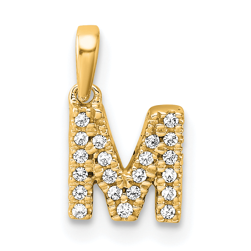 10K Diamond Letter M Initial with Bail Pendant (PM9797M-009-1YA)
