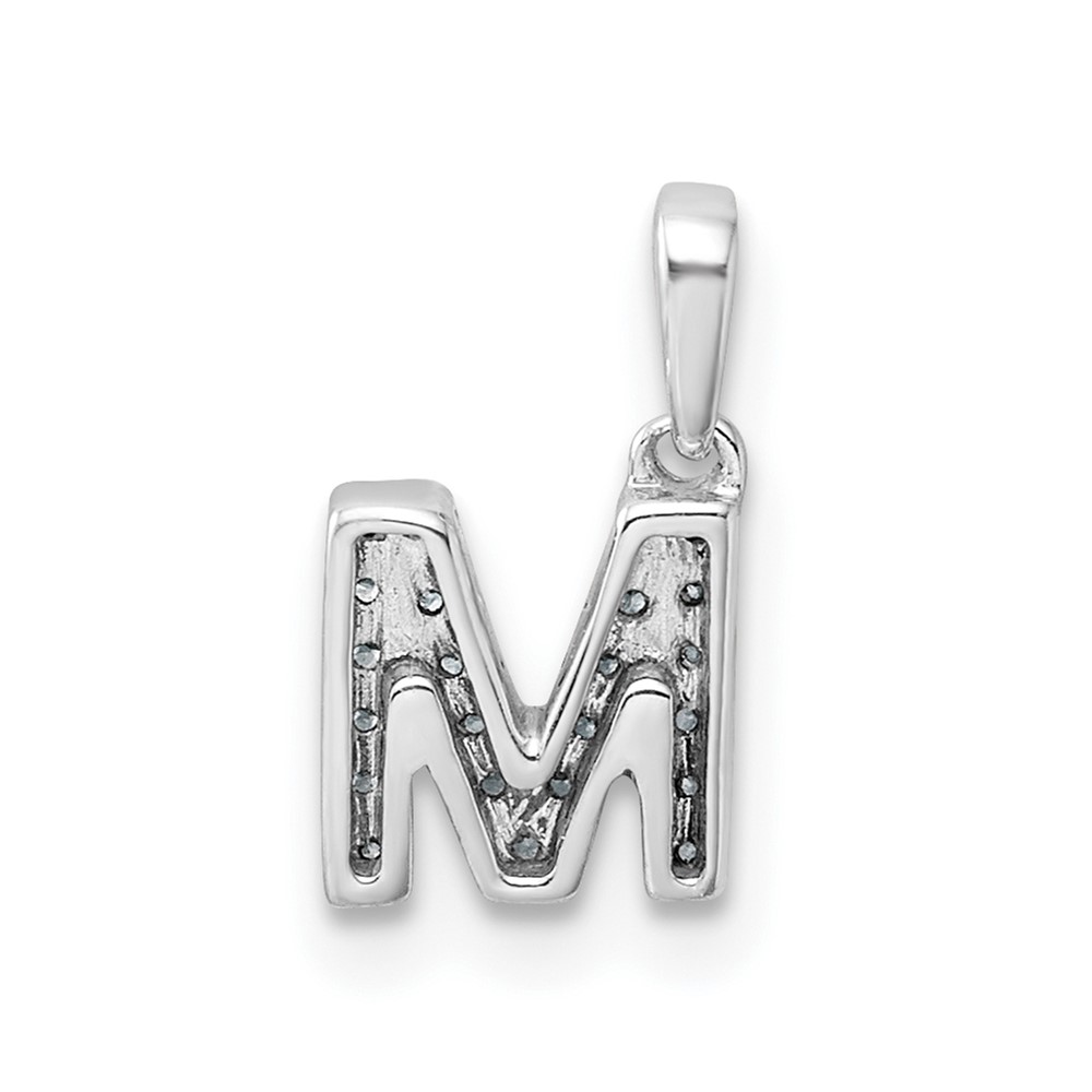 14K  White Gold Diamond Letter M Initial with Bail Pendant (PM9797M-009-WA)