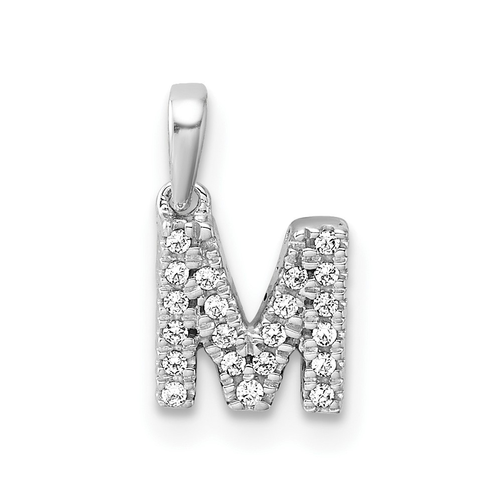 14K  White Gold Diamond Letter M Initial with Bail Pendant (PM9797M-009-WA)