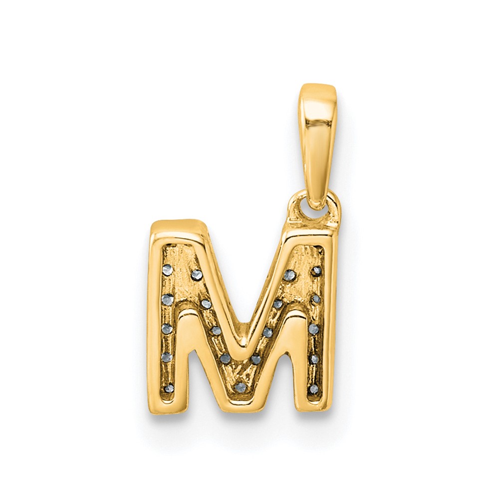 14K  Diamond Letter M Initial with Bail Pendant (PM9797M-009-YA)