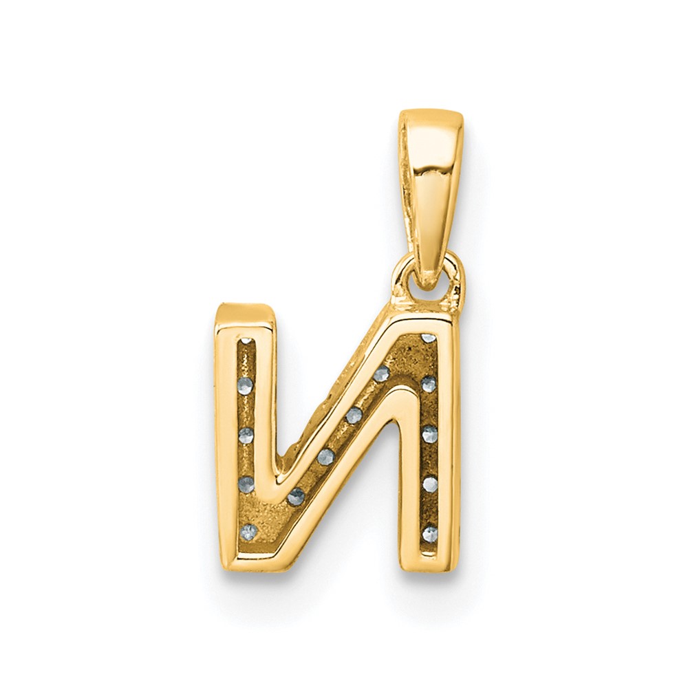 14K  Diamond Letter N Initial with Bail Pendant (PM9797N-007-YA)