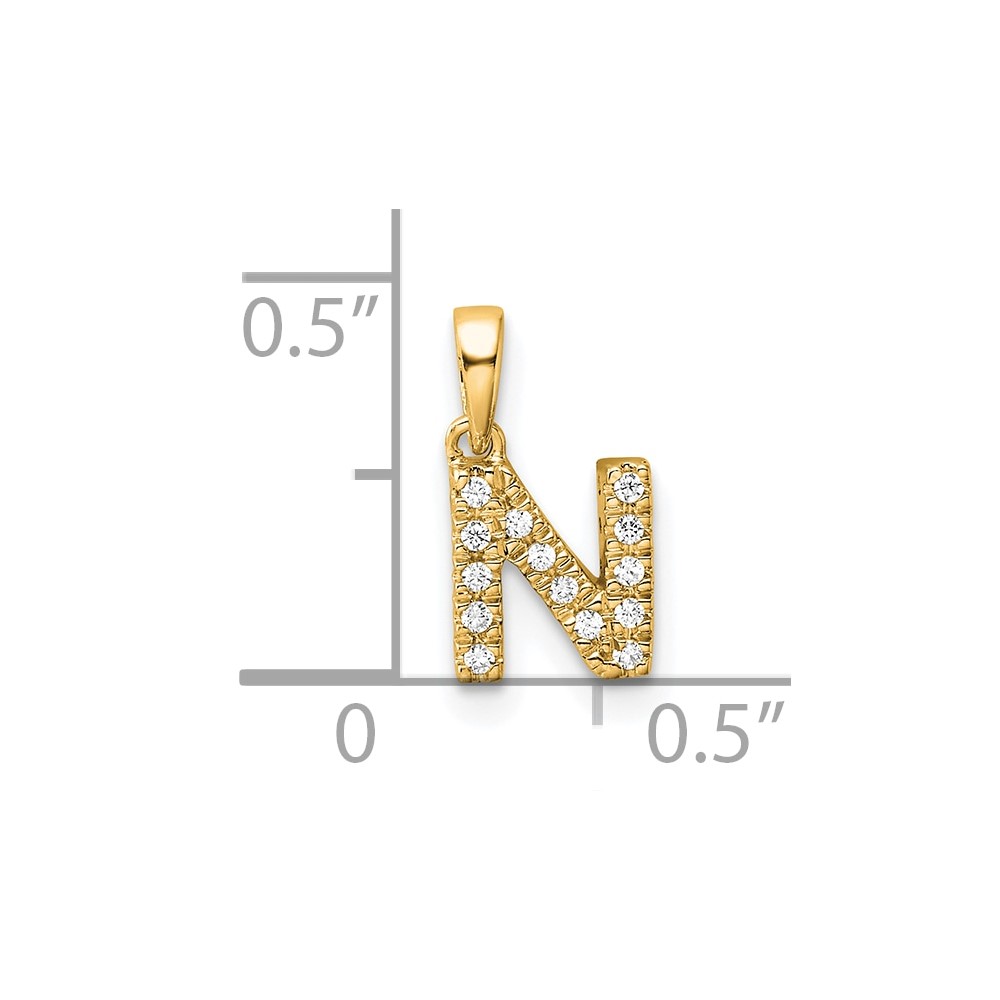 14K  Diamond Letter N Initial with Bail Pendant (PM9797N-007-YA)