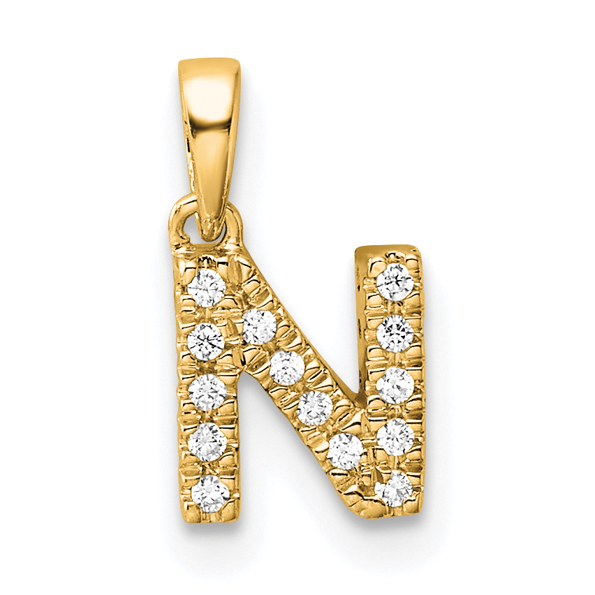 14K  Diamond Letter N Initial with Bail Pendant (PM9797N-007-YA)