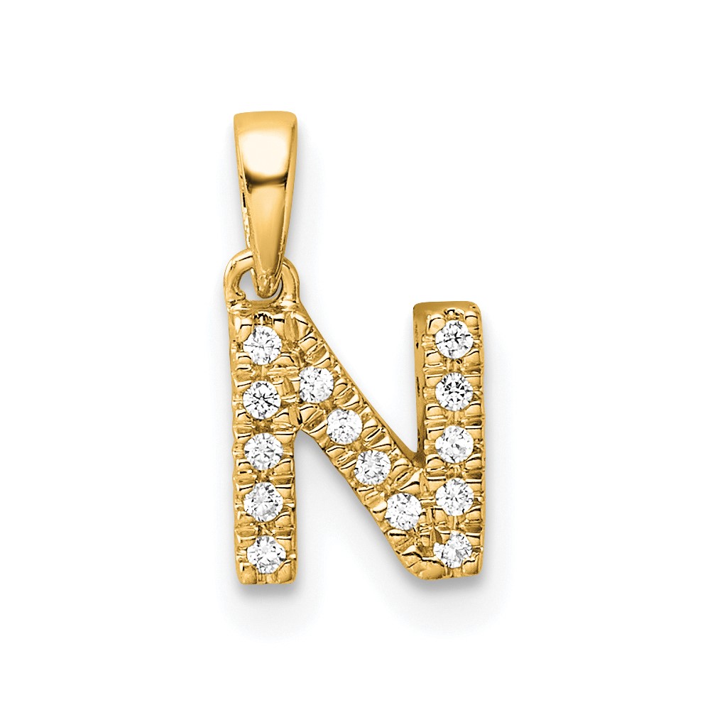 14K  Diamond Letter N Initial with Bail Pendant (PM9797N-007-YA)