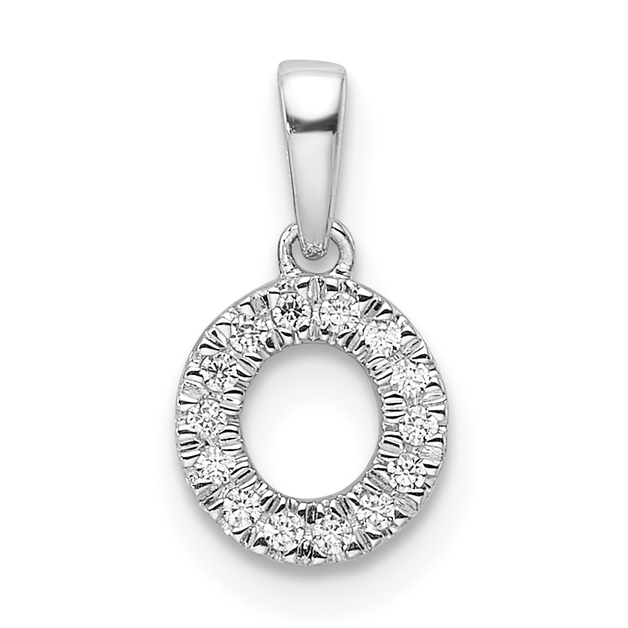 14K  White Gold Diamond Letter O Initial with Bail Pendant (PM9797O-007-WA)