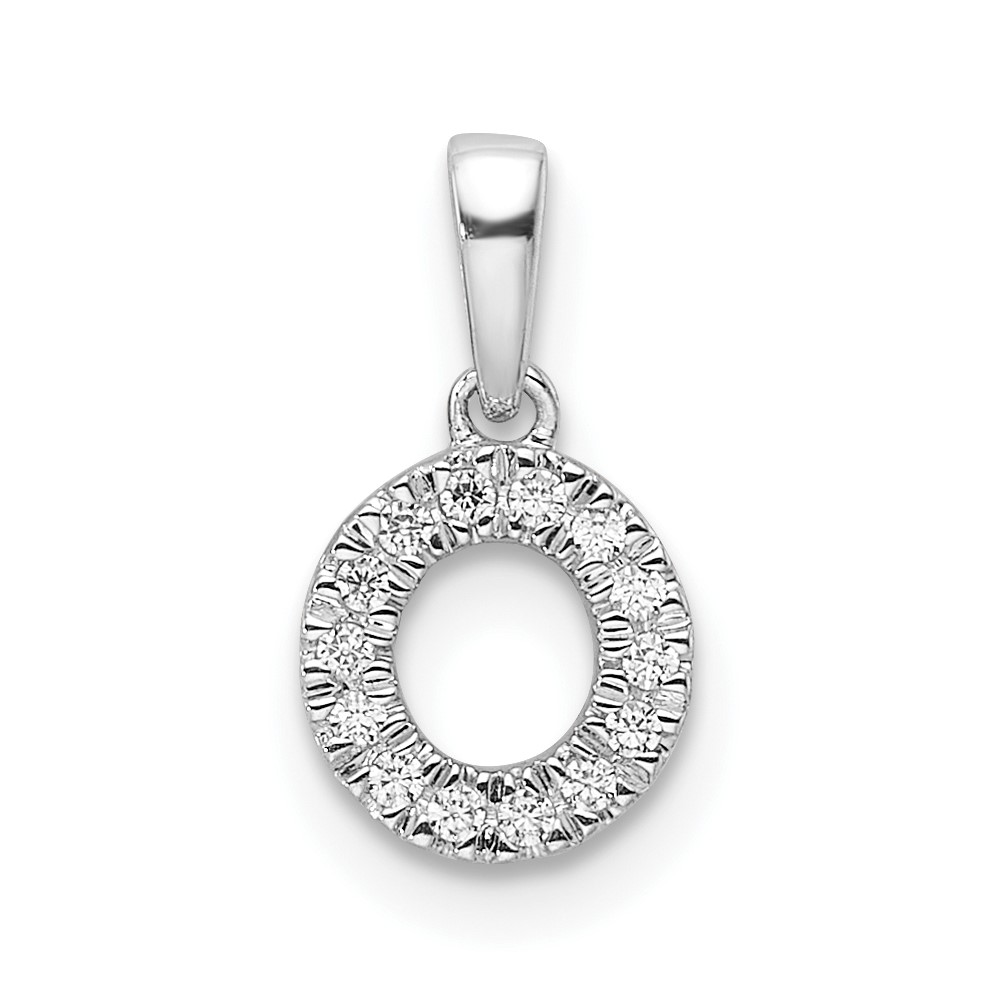14K  White Gold Diamond Letter O Initial with Bail Pendant (PM9797O-007-WA)