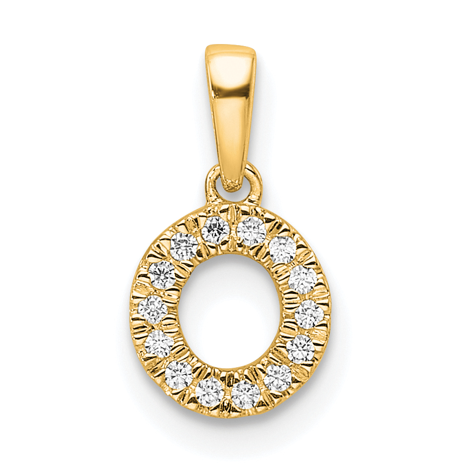 14K  Diamond Letter O Initial with Bail Pendant (PM9797O-007-YA)