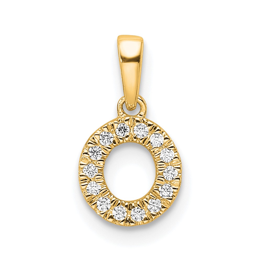 14K  Diamond Letter O Initial with Bail Pendant (PM9797O-007-YA)
