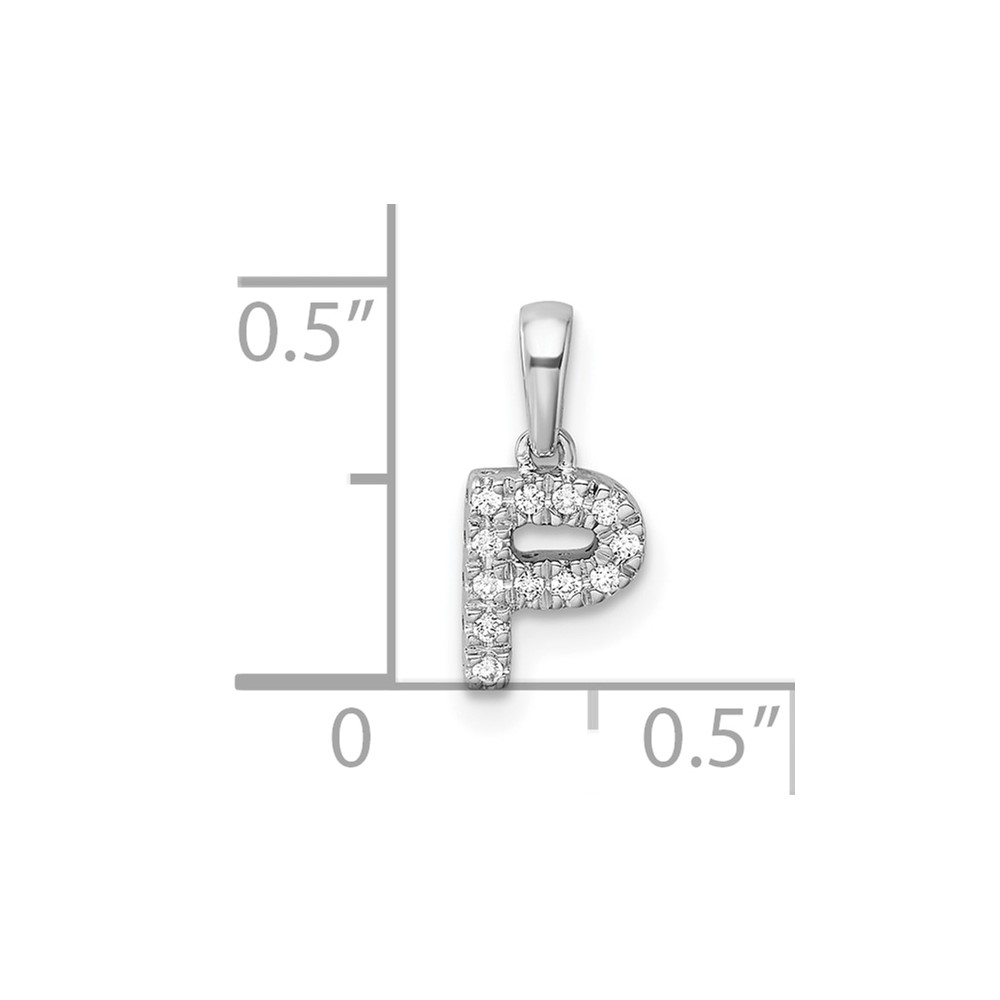 14K  White Gold Diamond Letter P Initial with Bail Pendant (PM9797P-006-WA)