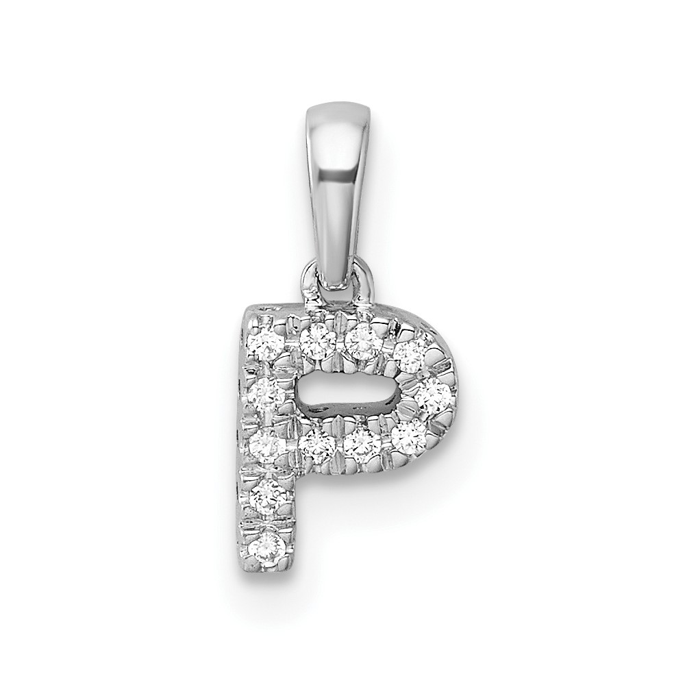 14K  White Gold Diamond Letter P Initial with Bail Pendant (PM9797P-006-WA)