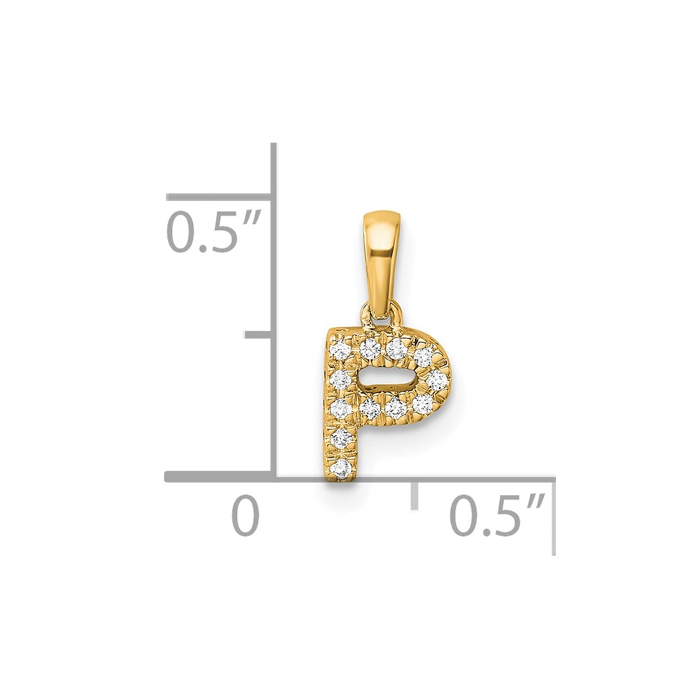14K  Diamond Letter P Initial with Bail Pendant (PM9797P-006-YA)