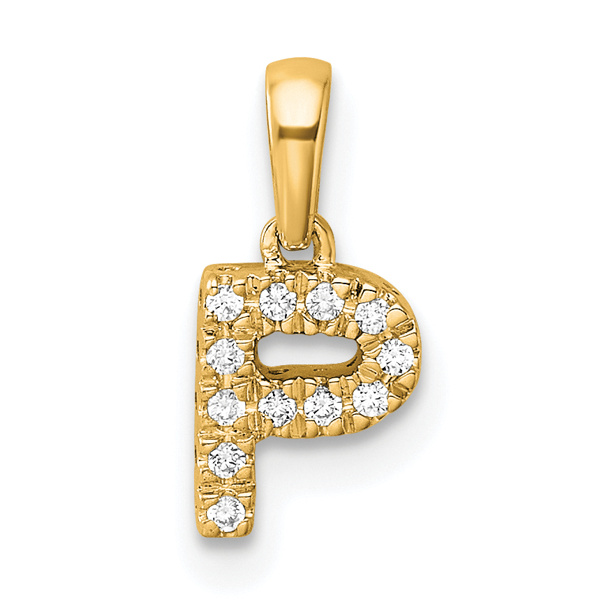 14K  Diamond Letter P Initial with Bail Pendant (PM9797P-006-YA)