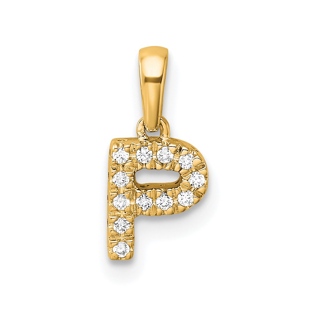 14K  Diamond Letter P Initial with Bail Pendant (PM9797P-006-YA)