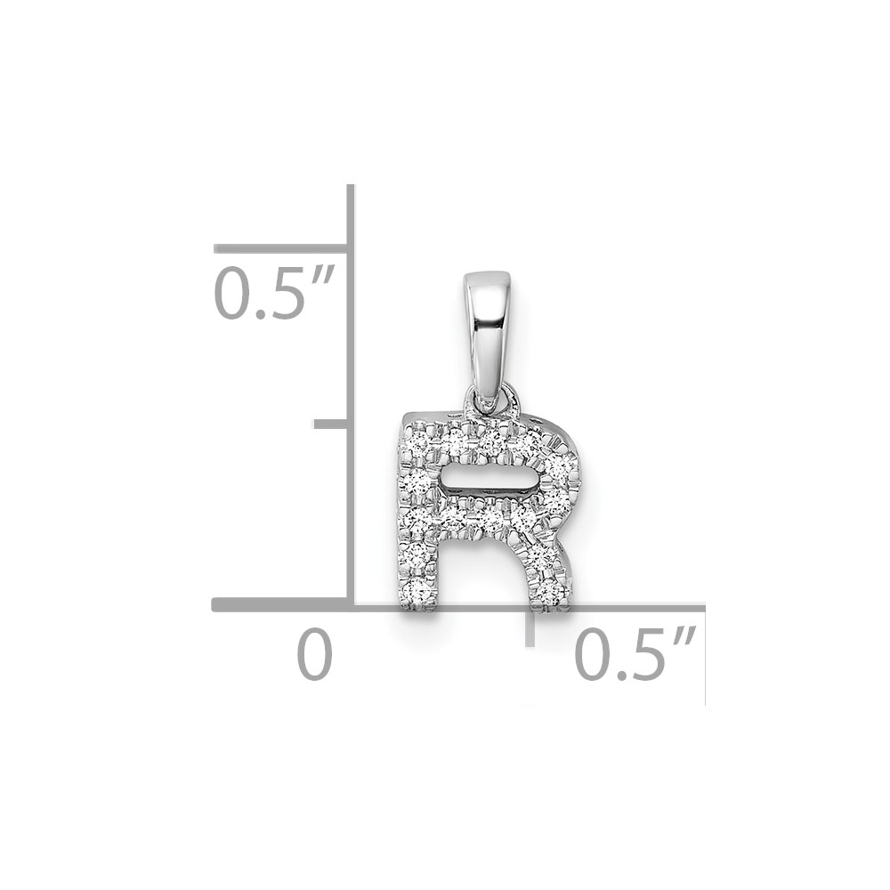 14K  White Gold Diamond Letter R Initial with Bail Pendant (PM9797R-008-WA)