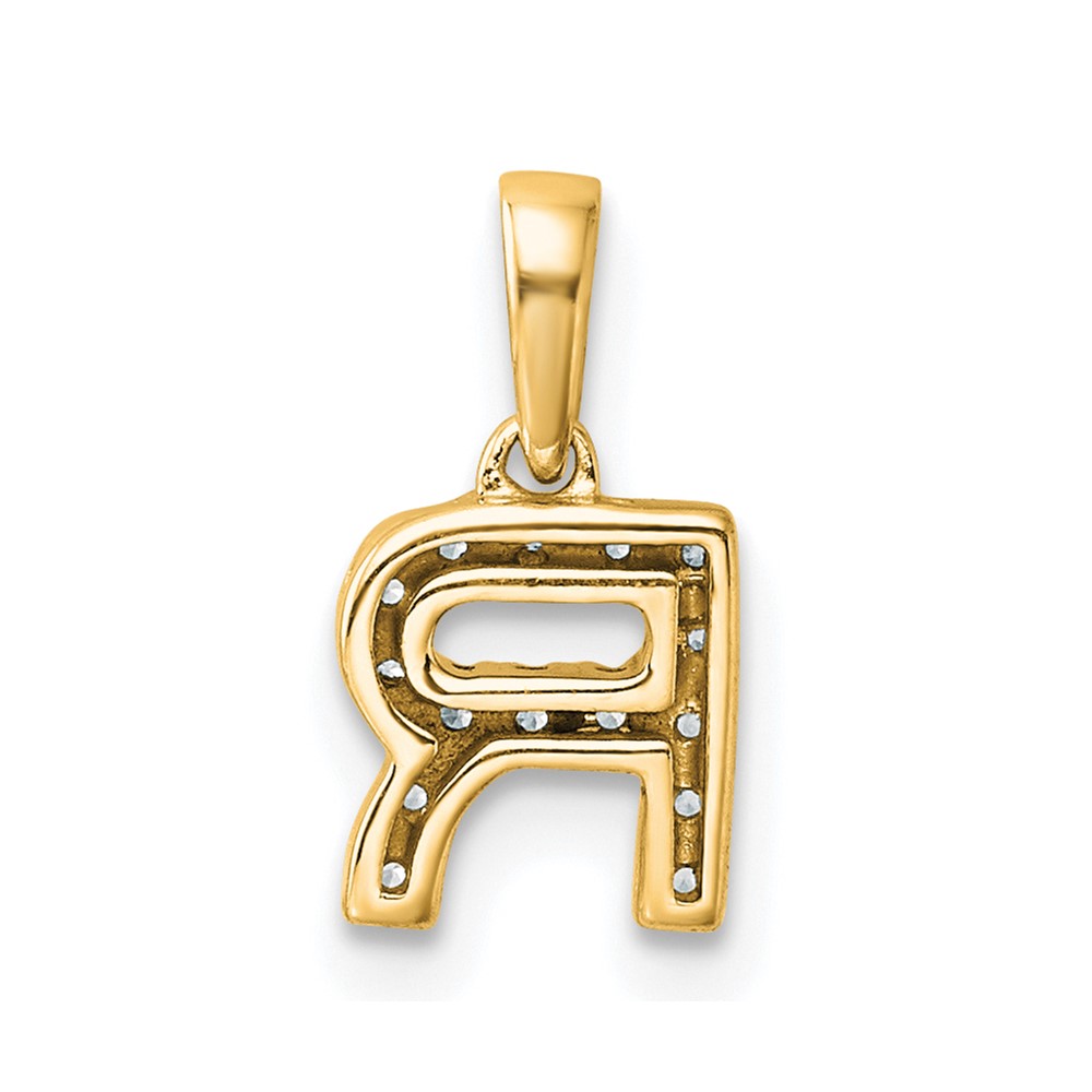 14K  Diamond Letter R Initial with Bail Pendant (PM9797R-008-YA)