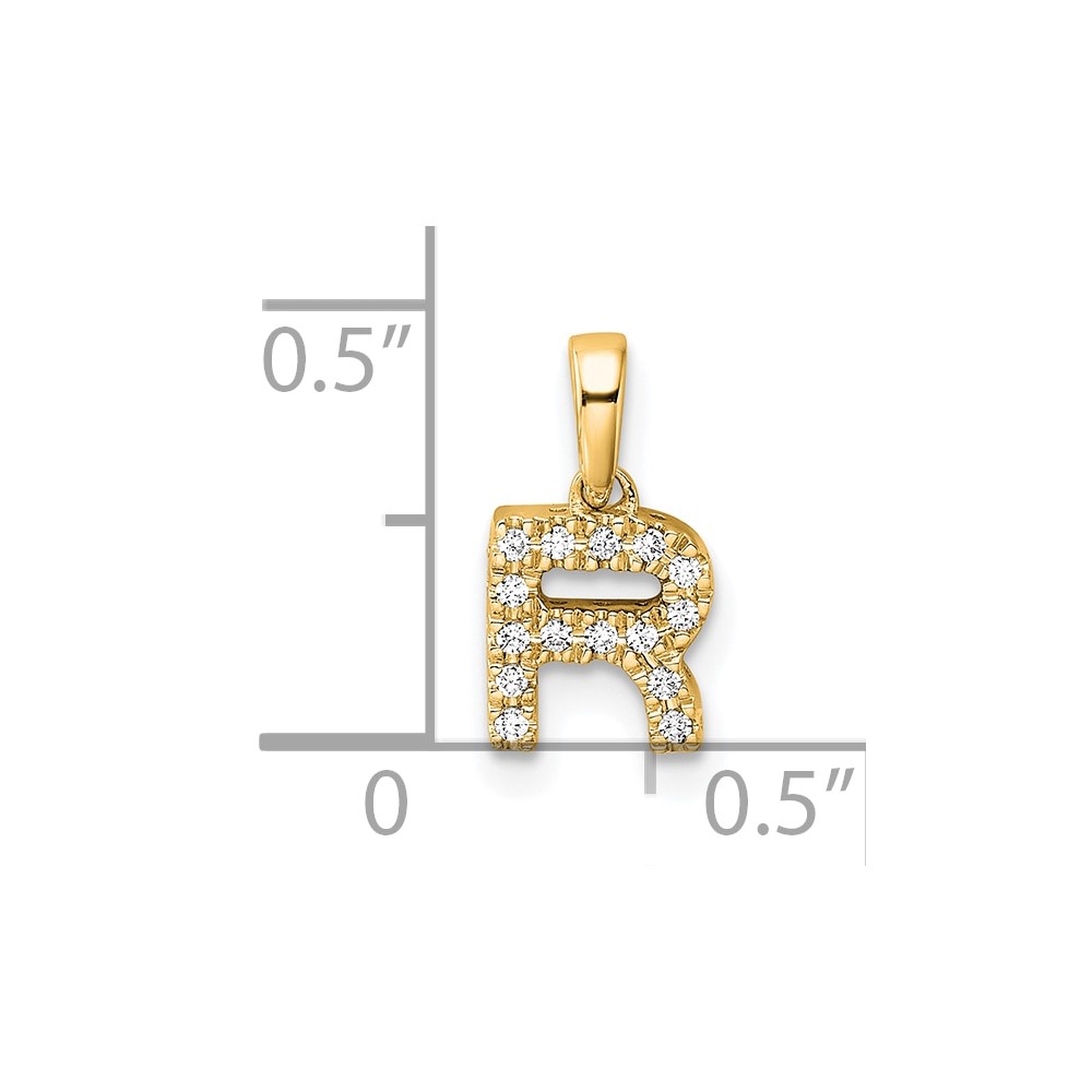 14K  Diamond Letter R Initial with Bail Pendant (PM9797R-008-YA)