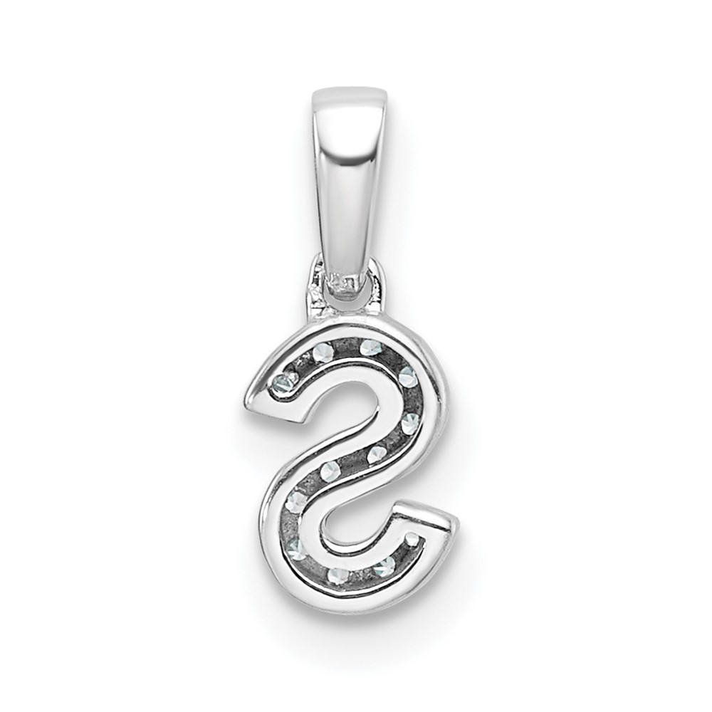 14K  White Gold Diamond Letter S Initial with Bail Pendant (PM9797S-006-WA)