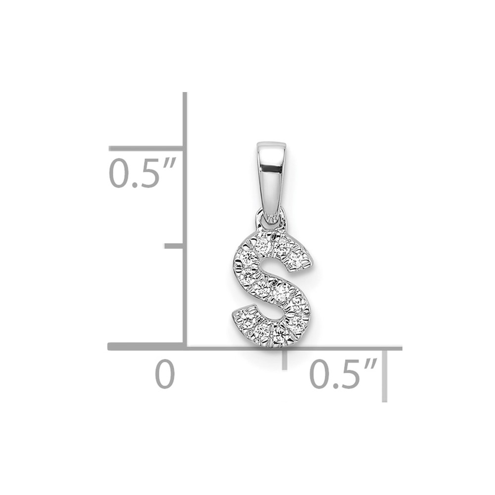 14K  White Gold Diamond Letter S Initial with Bail Pendant (PM9797S-006-WA)