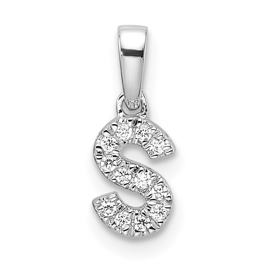14K  White Gold Diamond Letter S Initial with Bail Pendant (PM9797S-006-WA)