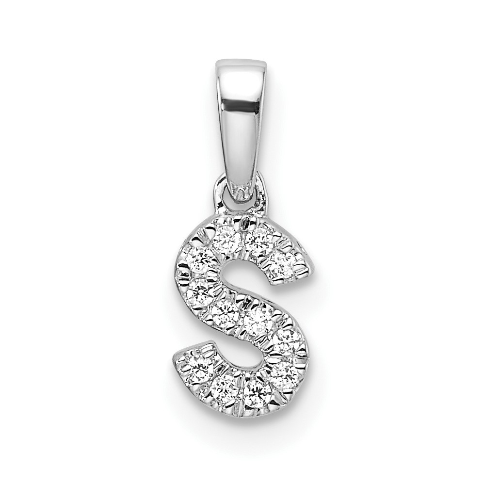 14K  White Gold Diamond Letter S Initial with Bail Pendant (PM9797S-006-WA)